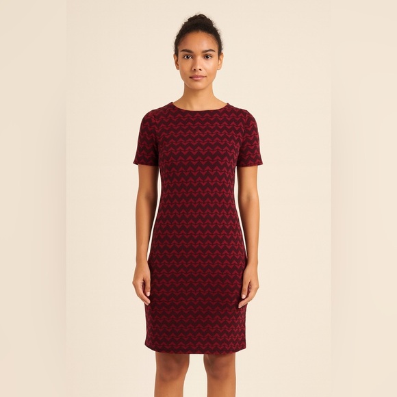 Joe Fresh Burgundy Patterned Knit Dress - Size Small - Picture 1 of 6